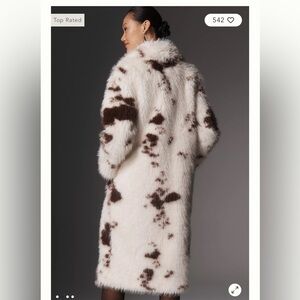 NVLT White and Brown Faux Fur Trench Coat